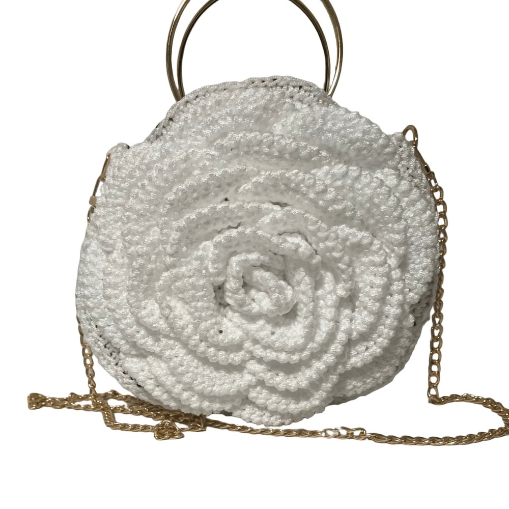African Handmade Crochet Flower Sling Purse